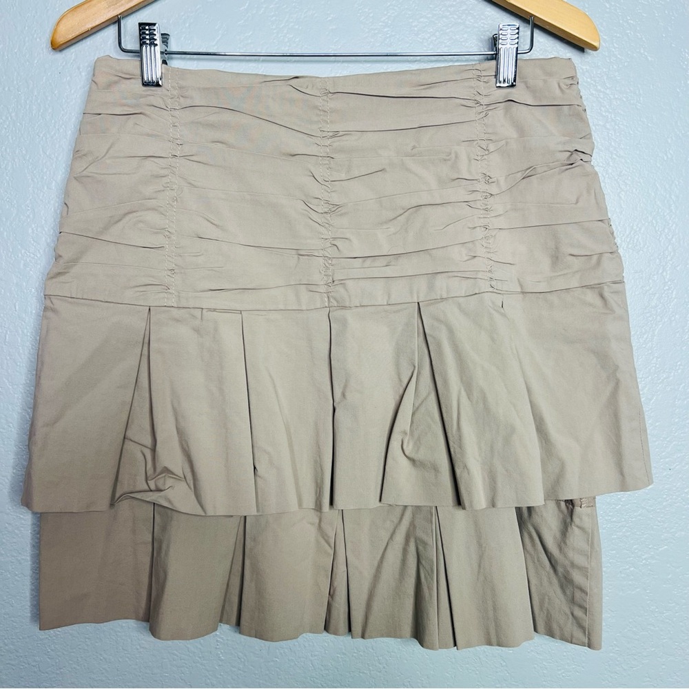 ANTHROPOLOGIE ODILLE Tan Pleated Layer Skirt sz 6 - Picture 2 of 3